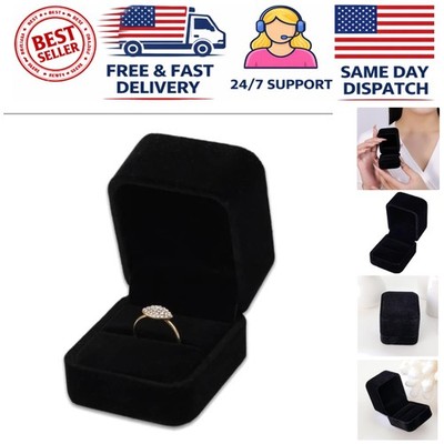 Compact Velvet Engagement Ring Box - Luxurious Presentation for Special Moments
