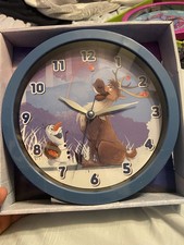 Round Plastic Decor. Wall 10" Clock, DISNEY FROZEN'S,OLAF  SVEN, blue frame, AW