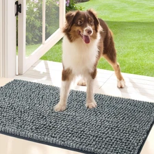 Bedsure Dog Door Mat for Muddy Paws, High-Low Absorbent Chenille Indoor Entrance