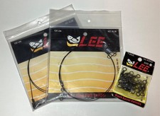 LOT OF 3 LEE FISHING ACCESSORIES (2) 36” KING LEADERS & (1) 1/0 BLK SWIVELS PK