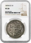 1878 CC Carson City $1 Morgan Silver Dollar NGC VF20 Key Date Coin
