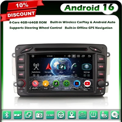 Android 16 GPS Autoradio Mercedes A/C/G/CLK Classe W209 W203 Viano Vito W463 DVD - Photo 1/4