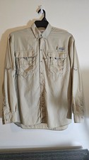 Columbia PFG Bahama II Long Sleeve Fishing Shirt Men's Small Beige Vented Button