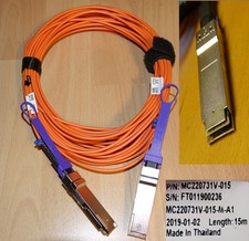 2x Mellanox Infiniband 15 metrów kabel światłowodowy wtyczka QSFP 40/56GBit/s