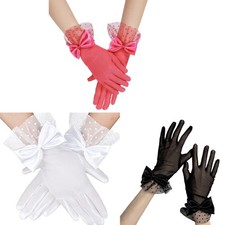 Elegant Lace Bowtie Gloves Bridal Shower Dance Gloves Wedding Party Hand Gloves
