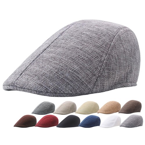 Casquette Gavroche Plat Noir Gris - Style Rétro, Taille Unique, Polyester - Neuf Avec étiquettes