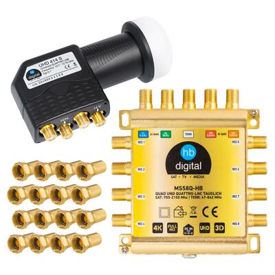 Multiswitch 5/8 Multischalter SAT + Quattro > Quad LNB Fähig  LNC LMB F-Stecker
