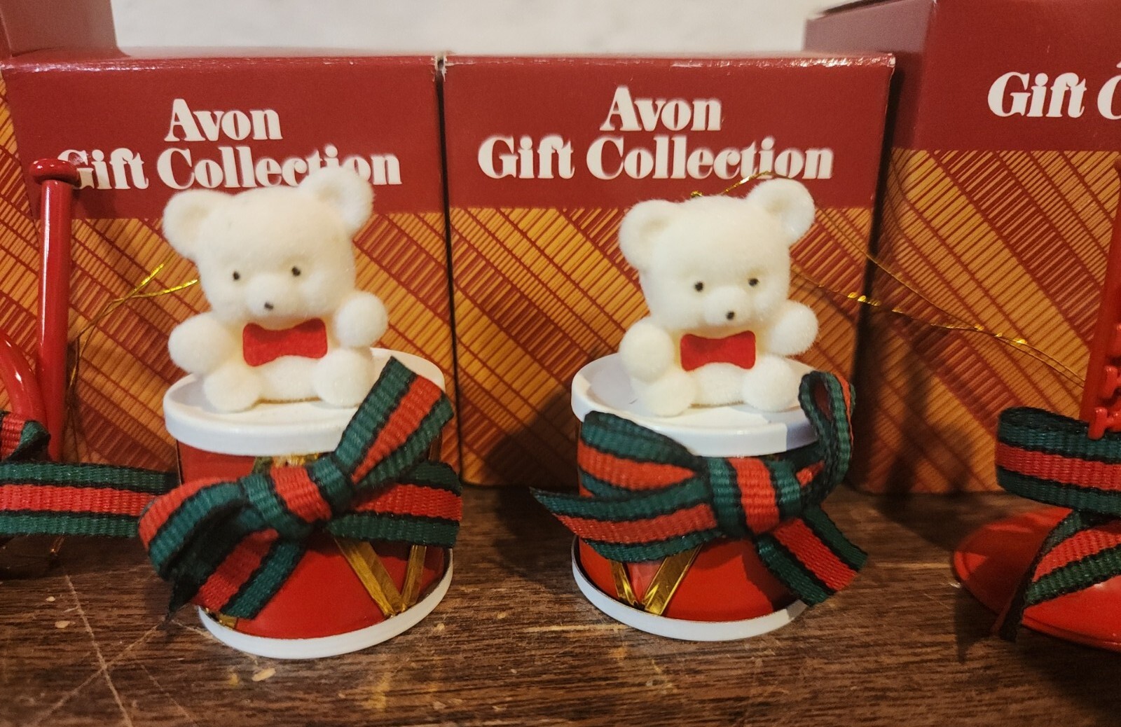 Avon Teddy Bear Ornament Collection Musical Instruments 5 DRUM TRUMPET
