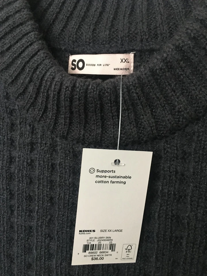 Suéter para mujer talla 2XL azul pizarra tejido gofre ligero L/S Back2School nuevo con etiquetas Foto 3 de 4