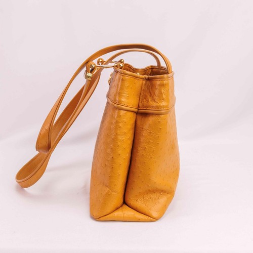 Authentic Gianni Versace Orange Ostrich Tote Bag - Picture 3 of 24