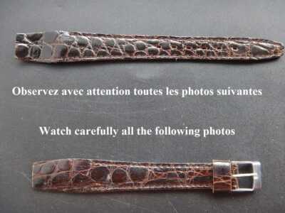 14 mm CROCODILE VERITABLE MARRON POUR ANSES FIXES POMPES SOUDÉES OUVERT LUXE - Photo 1/4
