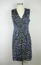 ELIE TAHARI Women's 4 Blue black brown sleeveless lightweight dress knee length