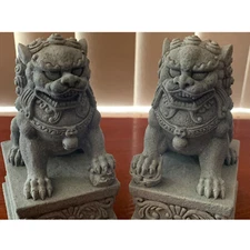 Chinese Foo Dogs Statues Pair Guardian Lion Statues Fu Foo Dogs Stone Bookend