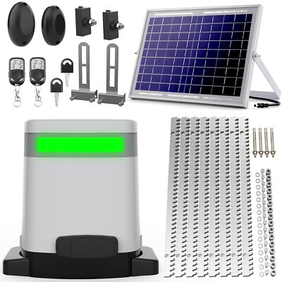 Blütezeit Automatic Sliding Gate Opener 1400LB Solar Powered/WiFi/Backup Battery