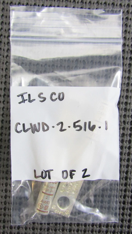 ILSCO CLWD-2-516-1 COPPER COMPRESSION LUG 5/16" x 1" 2 AWG BROWN DIE 33 - LOT OF - Image 3 of 3