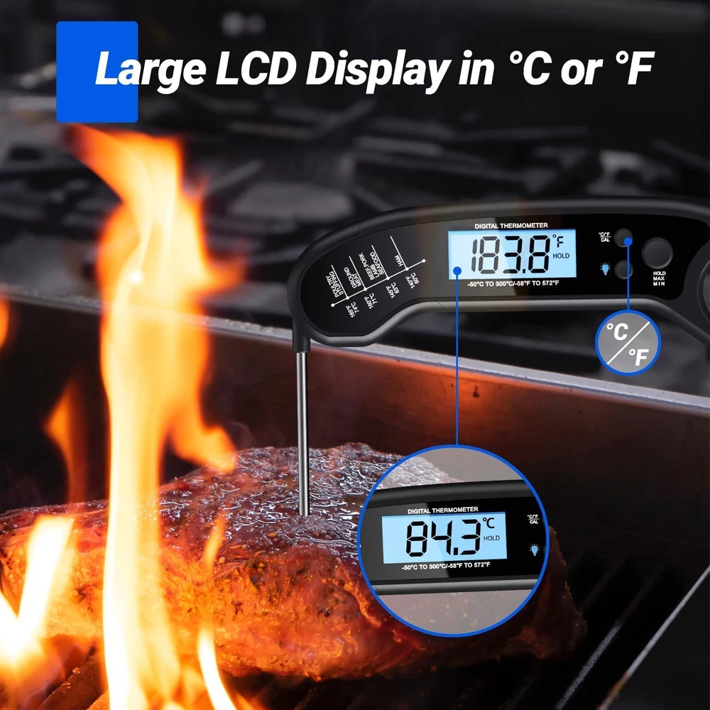 Meat Thermometer Digital, Instant Read Meat Thermometer for Grill and Cooking...