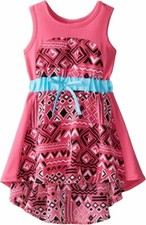 Sweet Heart Rose Girls Dress Size 5 Woven A-Line Cotton Pink Graphic Printed Bow