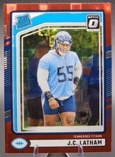 J. C. Latham 2024 Donruss Optic Rated Rookie #340 Red Pandora Prizm Titans SP