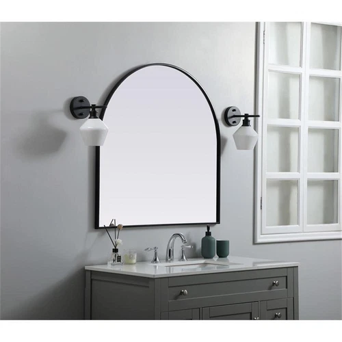 Elegant Decor Ayra 36x36" Arch Modern MDF Wood/Iron Mirror in Black - Picture 9 of 9