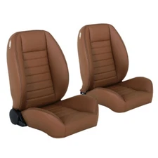 TMI Pro Cruiser Collection Bucket Seats Low-Back Saddle Brown Vinyl W/ Brown ...