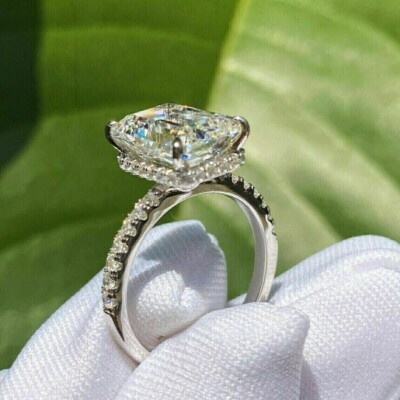 Emerald Cut Hidden Halo Engagement Ring CT Moissanite