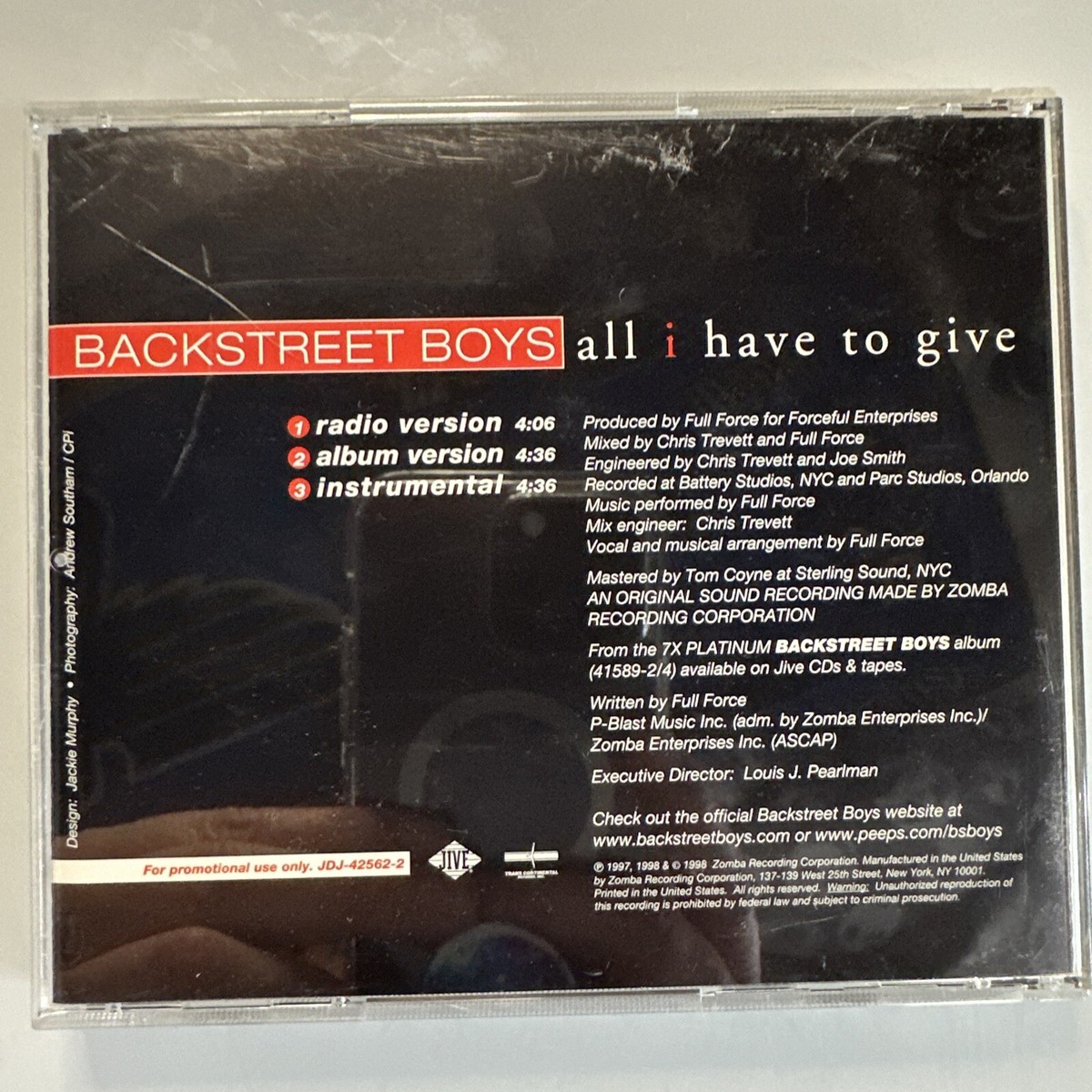 Backstreet Boys All I Have To Give CD Promo Single 42562-2 | eBay