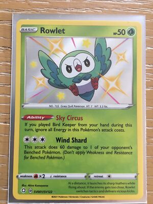 Rowlet (Shiny) Shining Fates Pokemon Card (Sleeved) Fresh Pulled | eBay Rowlet (Shiny) Shining Fates Pokemon Card (Sleeved) Fresh Pulled | eBay