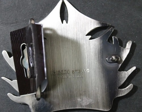 Hebilla de cinturón de metal HIERRO CROSS DISORDER STAR/PALOMAS - Luna de plata - Nueva con etiqueta - Imagen 2 de 3