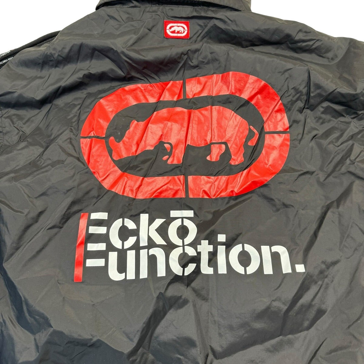 Vintage Ecko Function Rain Jacket Black Size XL Hood Full Vintage Ecko Function Rain Jacket Black Size XL Hood Full