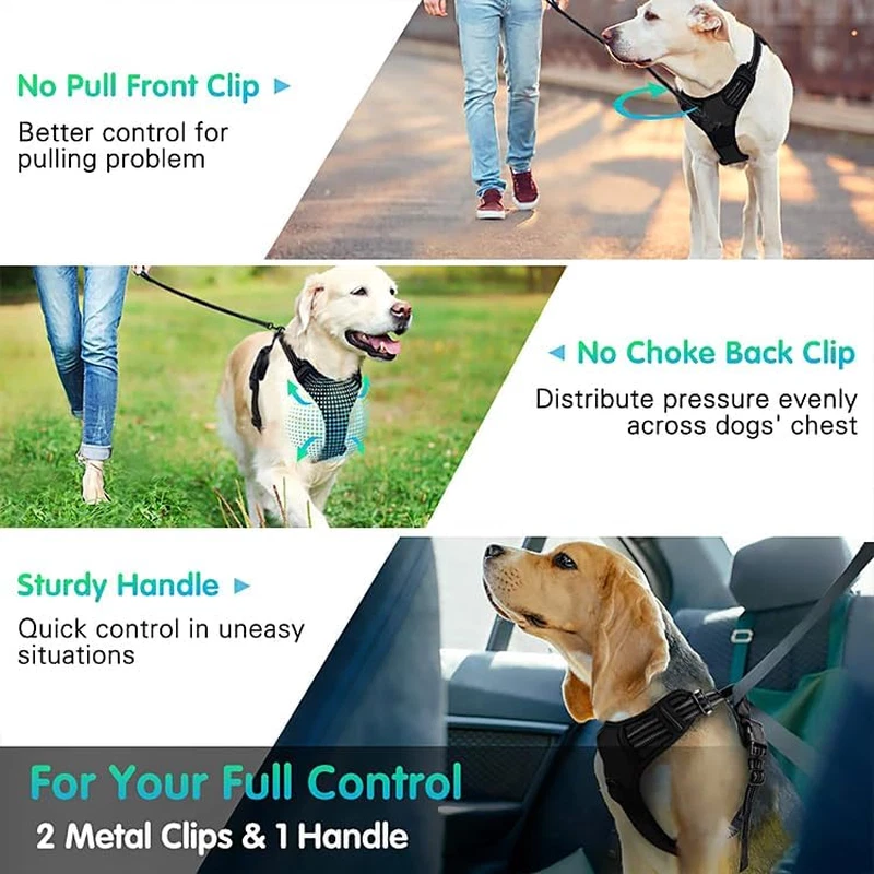 Dog Harness, No-Strap Pet Harness with 2 Leash Clips, Adjustable Soft Padded Dog Dog Harness, No-Strap Pet Harness with 2 Leash Clips, Adjustable Soft Padded Dog