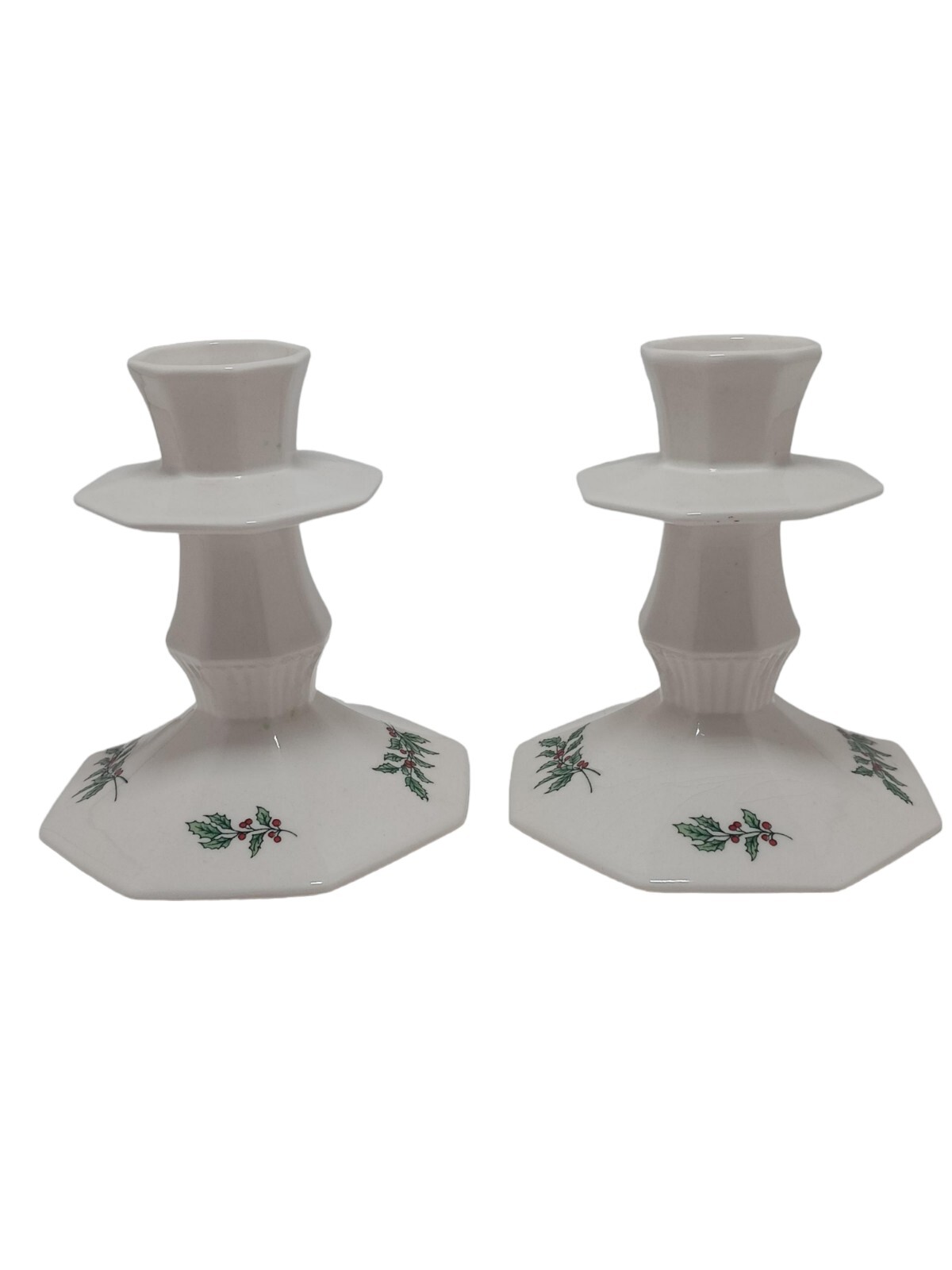 Nikko Set of 2 Porcelain Christmastime Candlestick Candle Holders 4" eBay