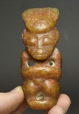 8CM China Hongshan Culture Old Jade Carve Sun God Helios Beast Amulet Pendant