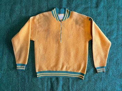 Vintage 40s 50s Champion Knitwear Wool Varsity Jacket Rice Yellow 
