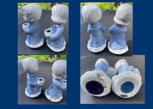 Blue and White Figurines Candle Holders Boy and Girl Bear and Sheep - Picture 3 of 7