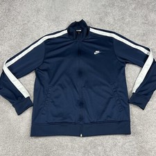 Vintage Nike Jacket Mens XL Track Navy Blue Mesh Logo Full Zip Activewear Y2K