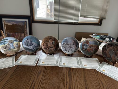 Franklin Mint Big Cats by Michael Matherly Collectors Plates FULL COLLECTION - Afbeelding 1 van 13