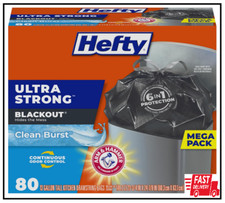 Hefty Ultra Strong Tall Kitchen Trash Bags, Blackout, Clean Burst, 13 Gal, 80 ct