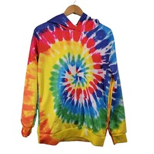 FunnyCoKid Tie Dyed Hoodie Sunburst Colorful Rainbow Kids Size XL