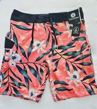NWT Volcom Boys Coral Tropical Hideout Boardshort Swim Trunks Size 14 27