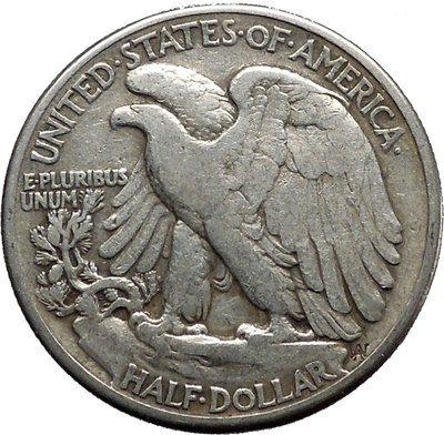 1945 WALKING LIBERTY Half Dollar Bald Eagle United States Silver Coin i45145