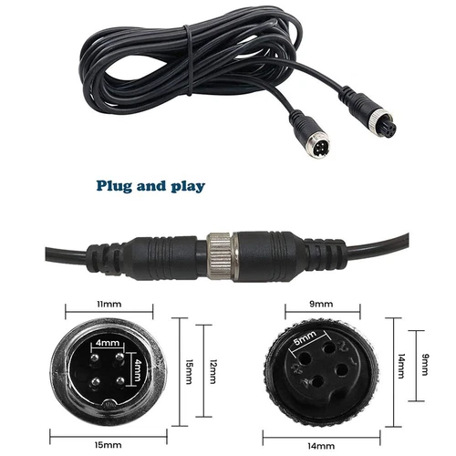 4Pin Video Extension Cable Wire For Bus Truck Reversing Rear View Camera 5M - Picture 2 of 11