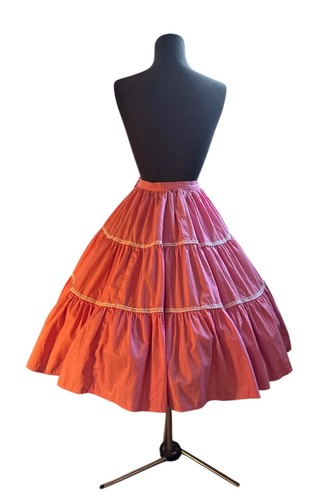 Vintage Square Dance SKIRT Full Hem Pink Rockabilly Swing Cowgirl Metal Zip XS - Picture 4 of 7