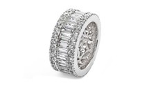 925 Sterling Silver Plated Eternity Band Ring Emerald Cut Cubic Zirconia Stones