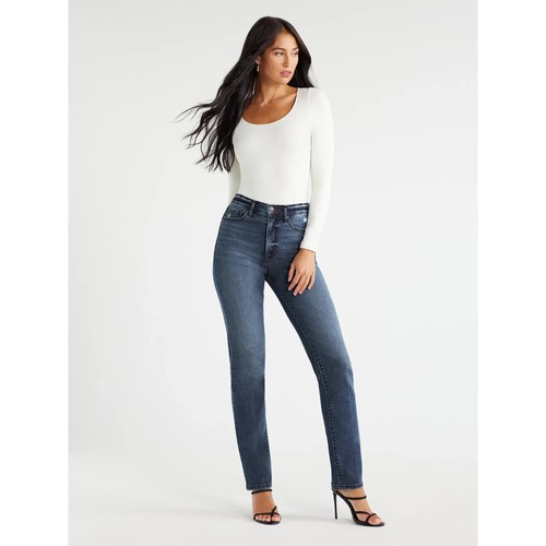 Sofia Jeans Women's Eden 90s Straight Super High Rise Light Distressed Jeans - Picture 3 of 5