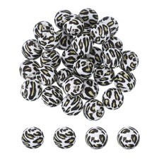 30 Pcs Silicone Round Beads, 15mm Leopard Beads, Tricolor Leopard
