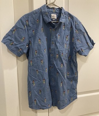 Large Rip Curl Button Up Shirt Hula Girl Design