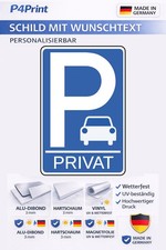 Auto Parkplatz Schild personalisiert Wunschtext Privatparkplatz
