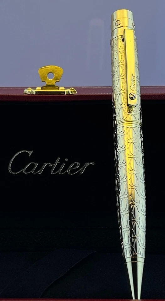 卡地亚 Santos De Cartier 圆珠笔 {蓝色墨水} 金色 珍贵设计机身 — 第 3/4 张图片