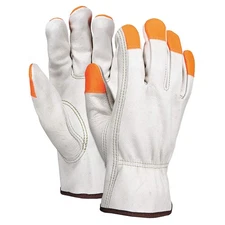 MCR SAFETY 3213MCHVSP Leather Gloves,Beige,M,PR 25D566