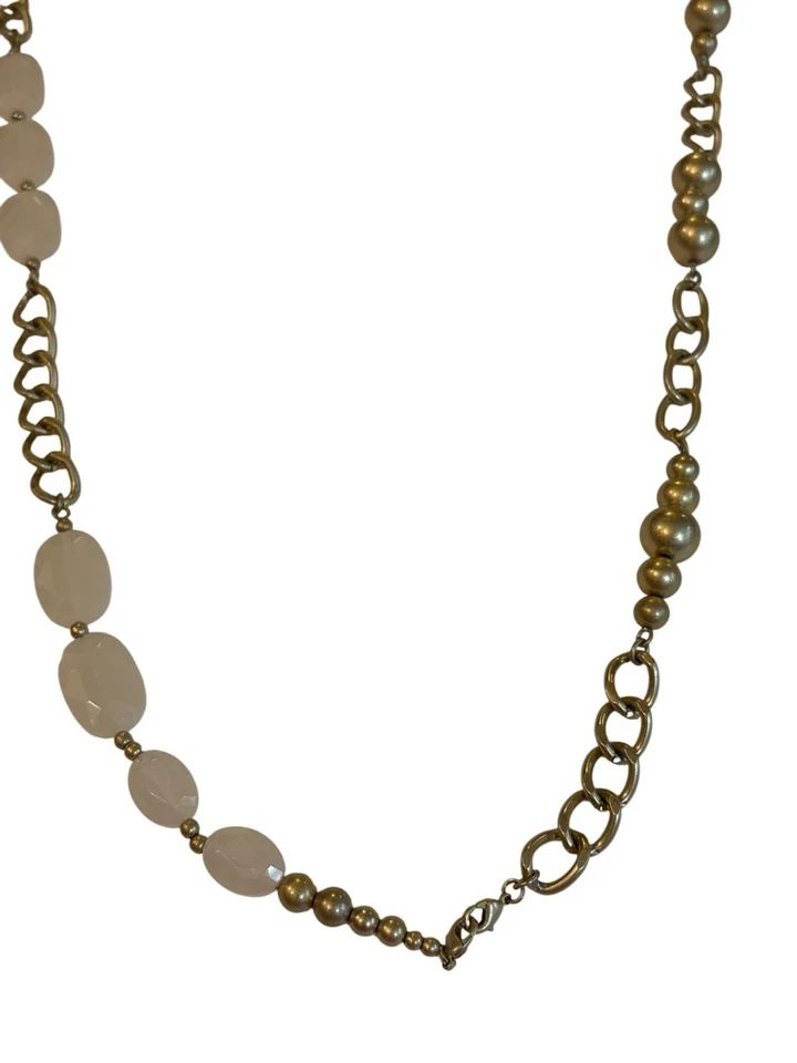 Collar Lia Sophia Tono Dorado Grueso Cadena Rosa Pálido Acrílico Cuentas Cierre Langosta Foto 3 de 4